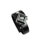 MIAMI fekete bőr nyaklánc kristállyal