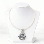 MIAMI ezüst bőr nyaklánc kristállyal