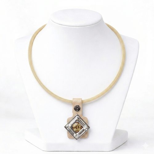 MIAMI arany bőr nyaklánc kristállyal