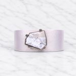 Wabi Bracelet – Pearl White leather, White Colour crystal