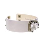 Wabi Bracelet – Pearl White leather, White Colour crystal