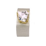 Wabi Bracelet – Gold leather, White Colour crystal