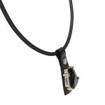 Wabi kristály nyaklánc –fekete színű bőr, ezüst színű foglalat