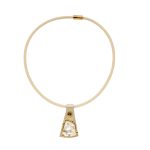 Wabi kristály nyaklánc –arany színű bőr, arany színű foglalat