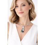 Wabi kristály nyaklánc –arany színű bőr, arany színű foglalat