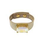 Queen Bracelet – Gold Leather, Iridescent Crystal