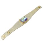 Queen Bracelet – Gold Leather, Iridescent Crystal