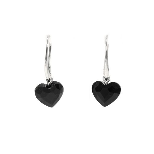 Black Heart Crystal Earrings