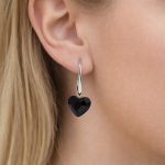 Black Heart Crystal Earrings