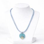 Lollipop - Kék bőr nyaklánc Swarovski® kristállyal
