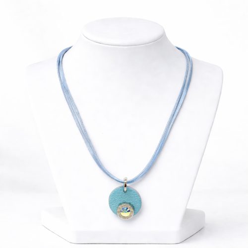 Lollipop - Kék bőr nyaklánc Swarovski® kristállyal