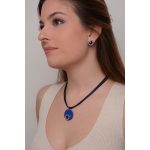 Lollipop Light Blue Leather Necklace with Swarovski® Crystal