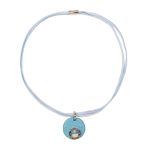 Lollipop - Kék bőr nyaklánc Swarovski® kristállyal