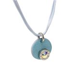 Lollipop - Kék bőr nyaklánc Swarovski® kristállyal