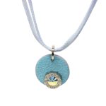 Lollipop - Kék bőr nyaklánc Swarovski® kristállyal