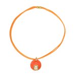 Lollipop - Narancssárga bőr nyaklánc Swarovski® kristállyal