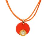 Lollipop - Narancssárga bőr nyaklánc Swarovski® kristállyal