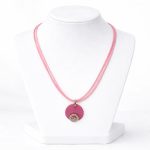 Lollipop Pink Leather Necklace with Swarovski® Crystal