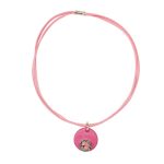 Lollipop Pink Leather Necklace with Swarovski® Crystal
