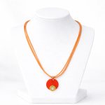Lollipop Orange Necklace & White Crystal Earrings Set