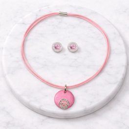 Lollipop Pink Necklace & Pink Crystal Earrings Set