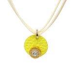 Lollipop Yellow Necklace & White Crystal Earrings Set