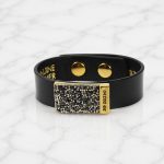 MOROCCO Leather Bracelet with Crystals - Black