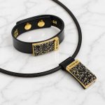 MOROCCO Leather Bracelet with Crystals - Black