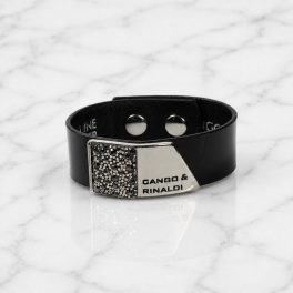 MOROCCO Leather Bracelet with Crystals - Black, Silver