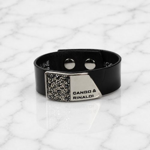 MOROCCO Leather Bracelet with Crystals - Black, Silver