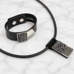 MOROCCO Leather Bracelet with Crystals - Black, Silver