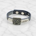 MOROCCO Leather Bracelet with Crystals - Grey, Silver