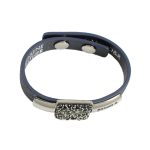 MOROCCO Leather Bracelet with Crystals - Grey, Silver