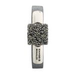 MOROCCO Leather Bracelet with Crystals - Grey, Silver