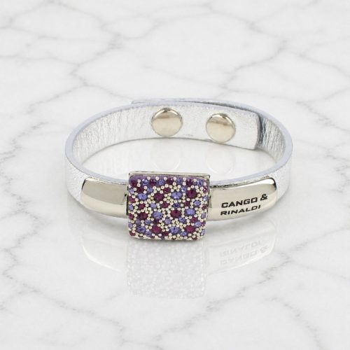 MOROCCO Leather Bracelet with Crystals - Purple, Silver