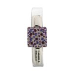MOROCCO Leather Bracelet with Crystals - Purple, Silver
