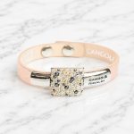 MOROCCO Rosegold Leather Bracelet with Crystals - Rosegold, Silver