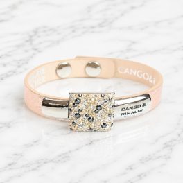   MOROCCO Rosegold Leather Bracelet with Crystals - Rosegold, Silver