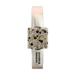 MOROCCO Rosegold Leather Bracelet with Crystals - Rosegold, Silver