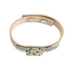 MOROCCO Rosegold Leather Bracelet with Crystals - Rosegold, Silver