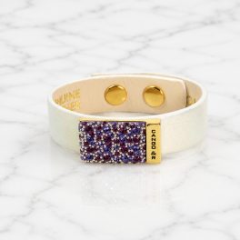   MOROCCO Leather Bracelet with Crystals - Irridescent White, Purple