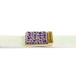 MOROCCO Leather Bracelet with Crystals - Irridescent White, Purple
