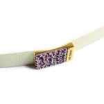 MOROCCO Leather Bracelet with Crystals - Irridescent White, Purple