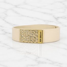 MOROCCO Leather Bracelet with Crystals - Beige, Gold