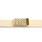 MOROCCO Leather Bracelet with Crystals - Beige, Gold