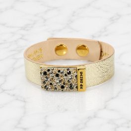 MOROCCO Leather Bracelet with Crystals - Gold