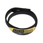 MOROCCO Wrap Black Leather Bracelet with Crystals