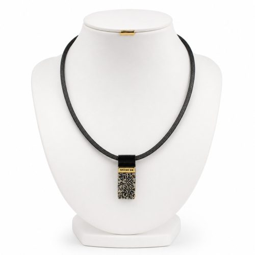 MOROCCO Black Necklace with Crystals in Gold Colour