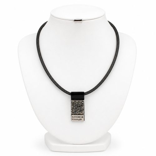 MOROCCO Black Necklace with Crystals in Silver Colour