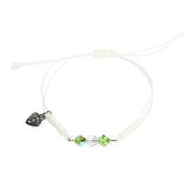 AURA  White Macramé Bracelet with Green Crystals